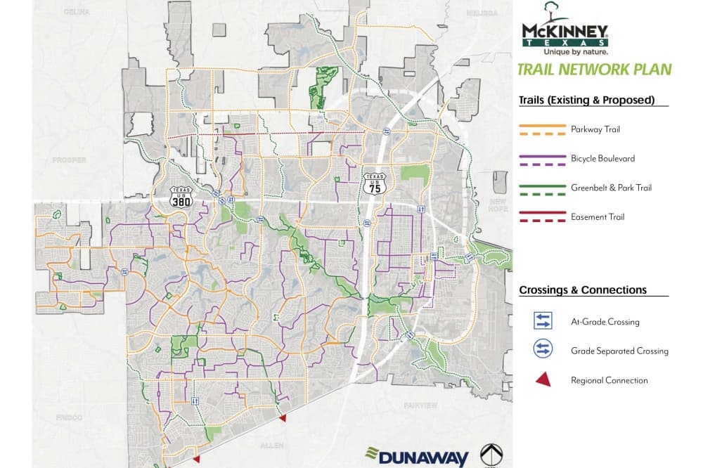 McKinney Parks Director Michael Kowski presented an updated map of planned trail expansions. (Courtesy city of McKinney)