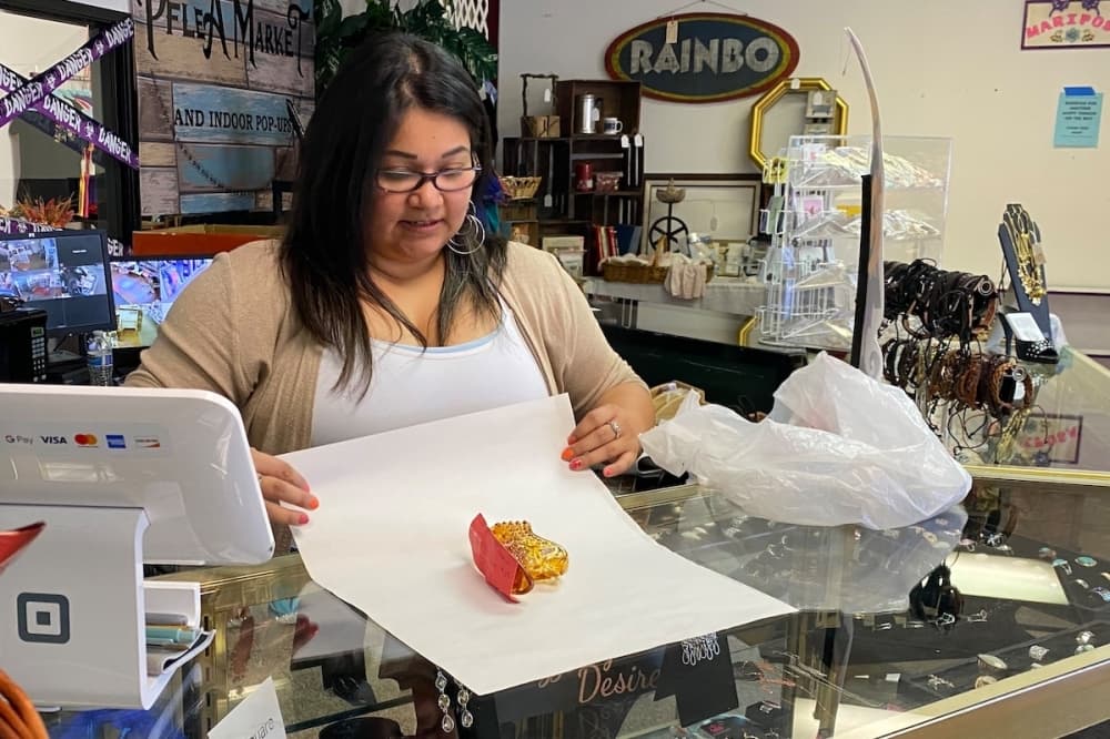 woman packages online item