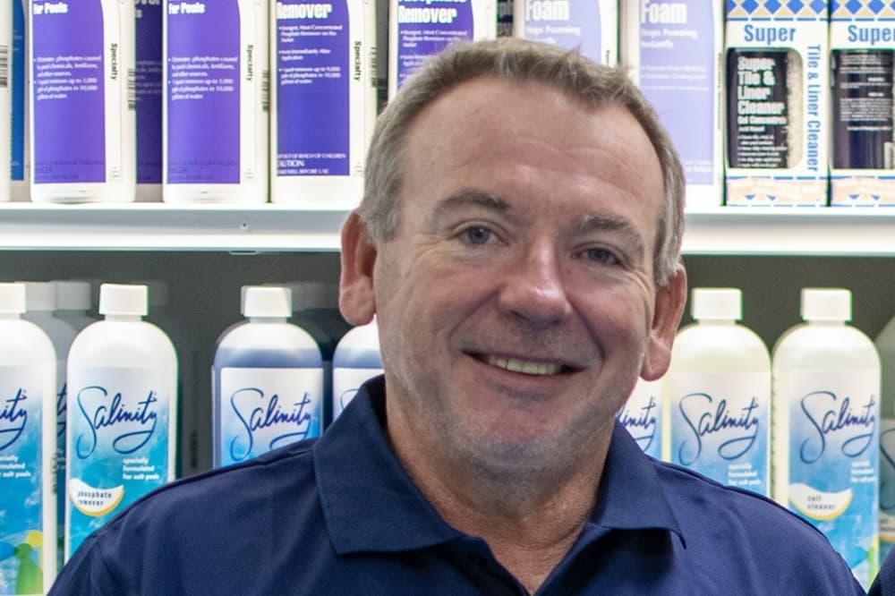 Joe Pruett, the owner of the franchise location and a US Air Force veteran, gained experience in servicing pools, doing repairs, and selling products, before opening the business. (Courtesy Pinch A Penny)
