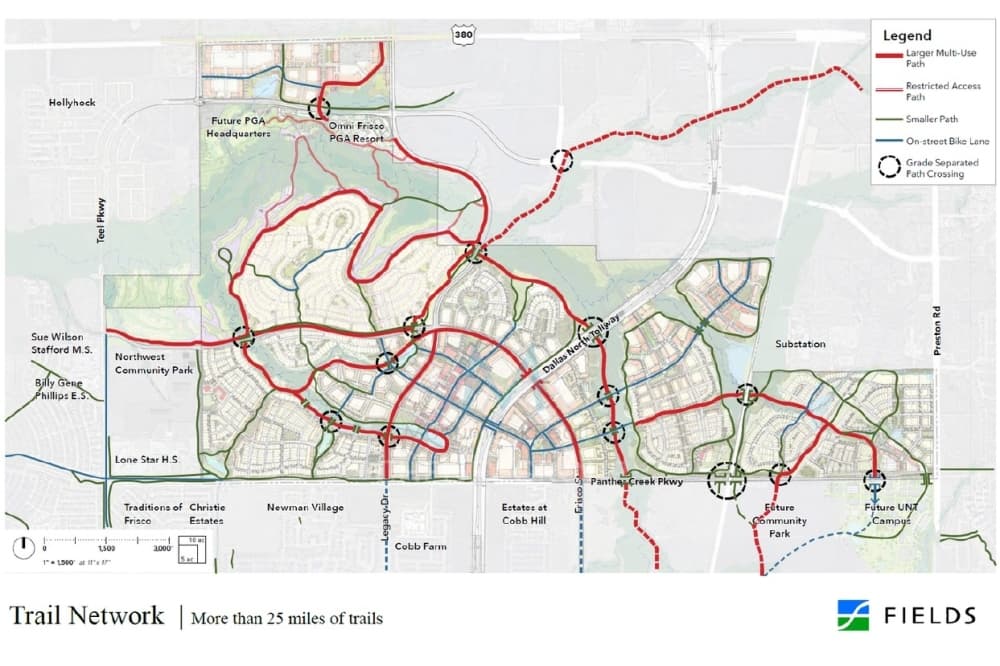 The Fields development will feature a network of more than 25 miles of trails that run through the neighborhoods. (Courtesy Cheney Group)