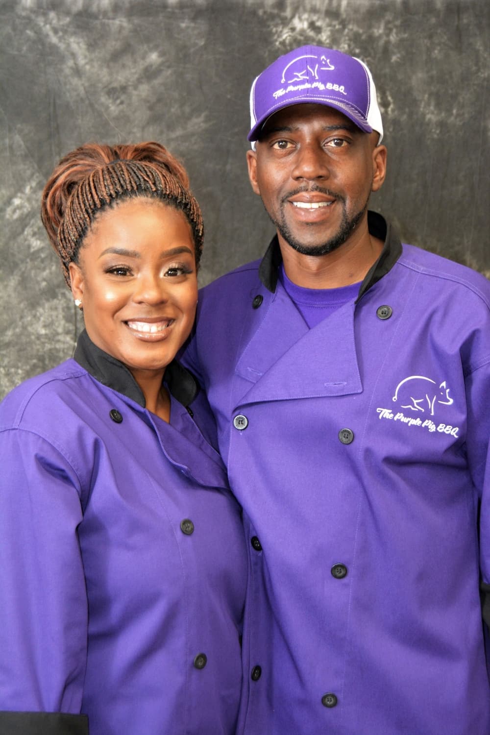 Demetric and Cherise Herron are veterans who started The Purple Pig BBQ in 2015 while on active duty.(Courtesy The Purple Pig BBQ)