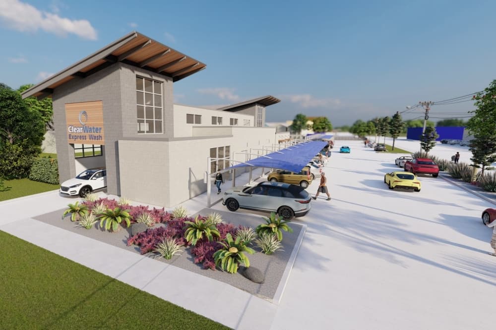 The upcoming McKinney location will be the company's fourth Dallas-Fort Worth-area location. (Renderings courtesy ClearWater Express Wash)