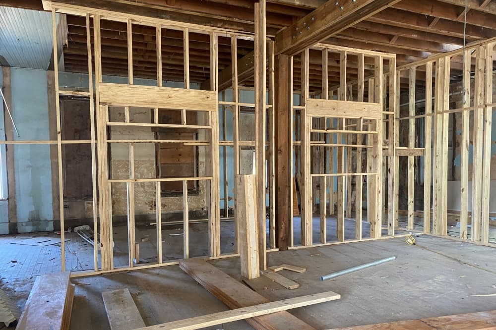 The Masonic Lodge is currently undergoing renovations to become the future site of Harvest Seasonal Kitchen. (Courtesy Wells Group)