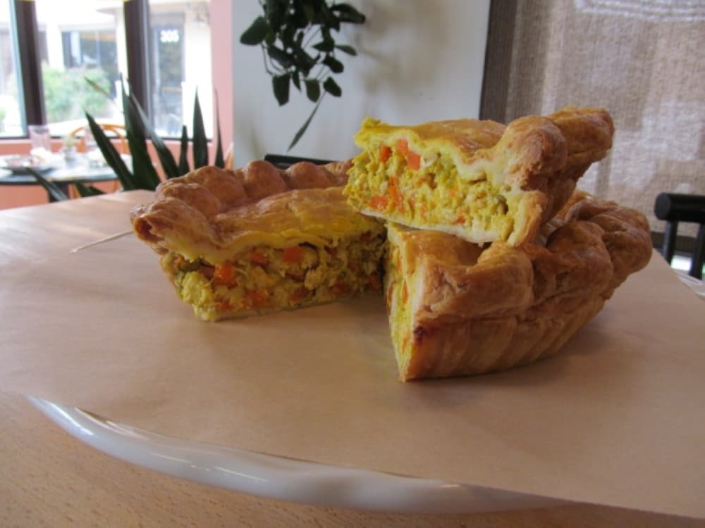 Made entirely from scratch, the chicken pot pie is available whole or by the slice. (Courtesy Radish and Dill Fine Food Market)