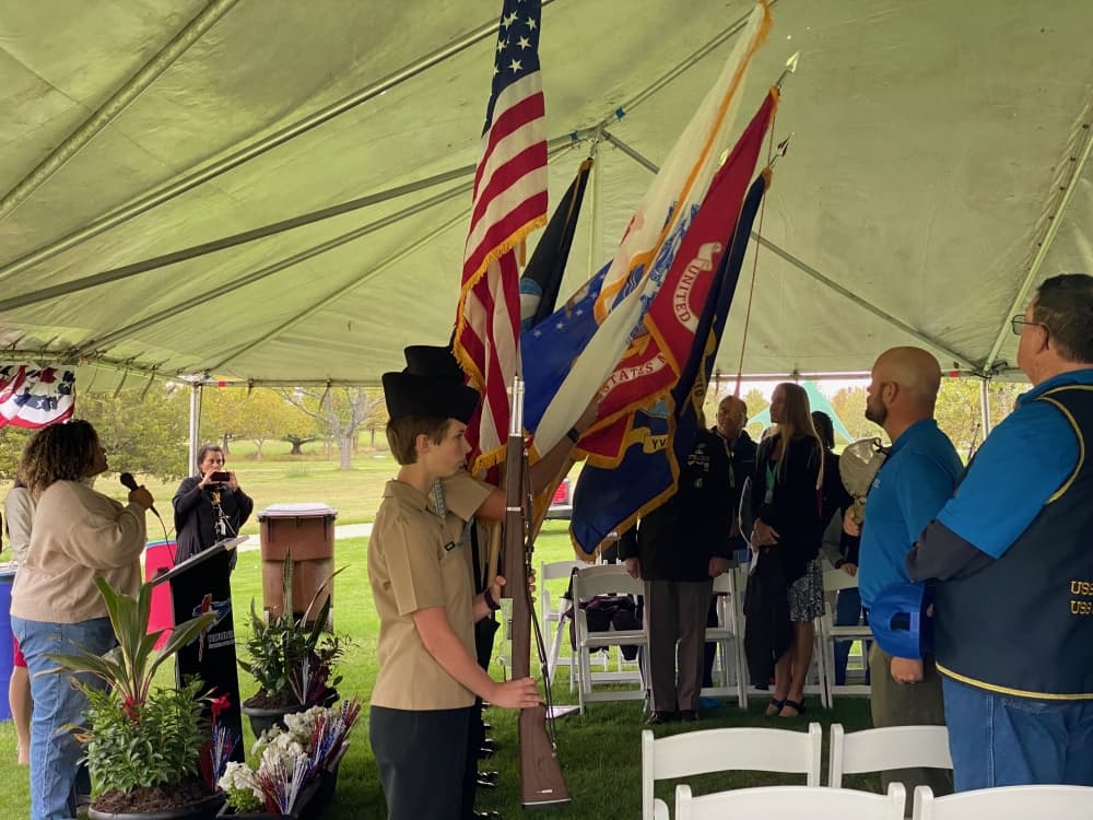 The Stony Point High School JROTC also presented the colors during the ceremony recognizing each branch of the military. (Brooke Sjoberg/Community Impact)