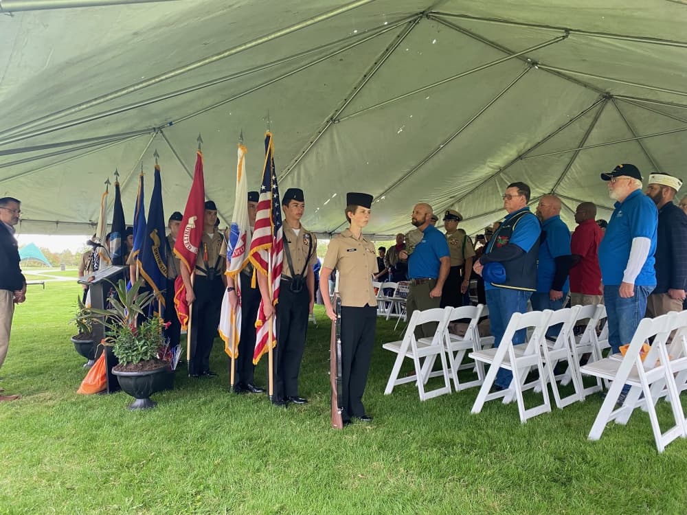 The Stony Point High School JROTC provided a presentation of the colors during the ceremony. (Brooke Sjoberg/Community Impact)