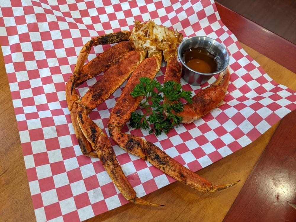The grilled snow crab ($11.99) comes with a choice of flavor topping and spice level. 