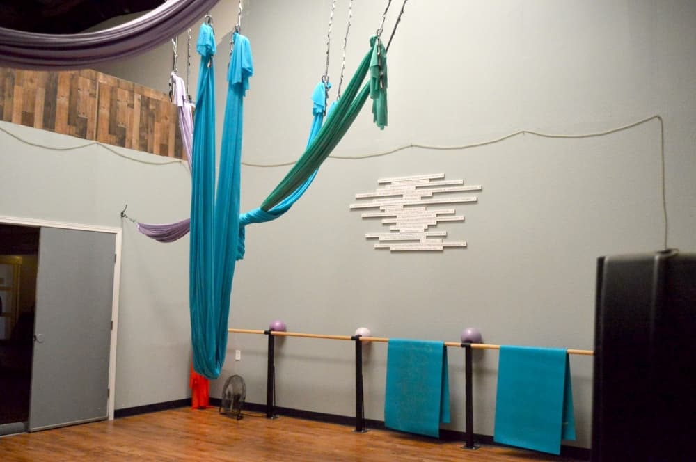 Shine Yoga hosts an aerial yoga clinic once a month. (Hunter Terrell/Community Impact) 