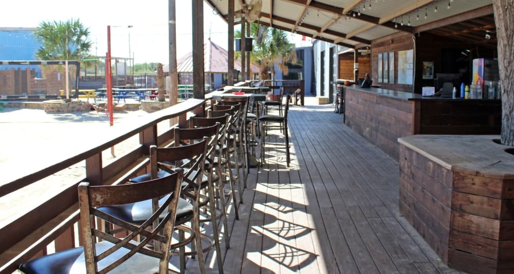 A newly added courtside bar deck helps make the venue more conducive to watching volleyball games.