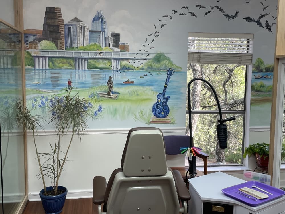 dentist office with painted wall 