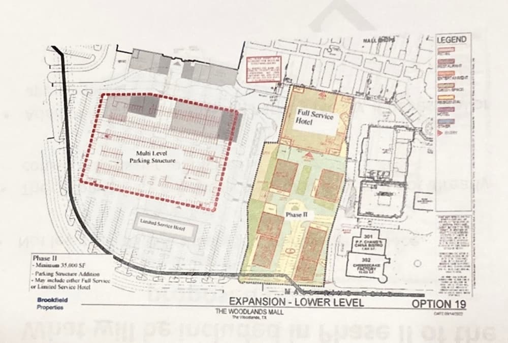 The lower level expansion proposal includes 35,000 square feet or more of retail space as part of the second phase. (Courtesy The Woodlands Township)