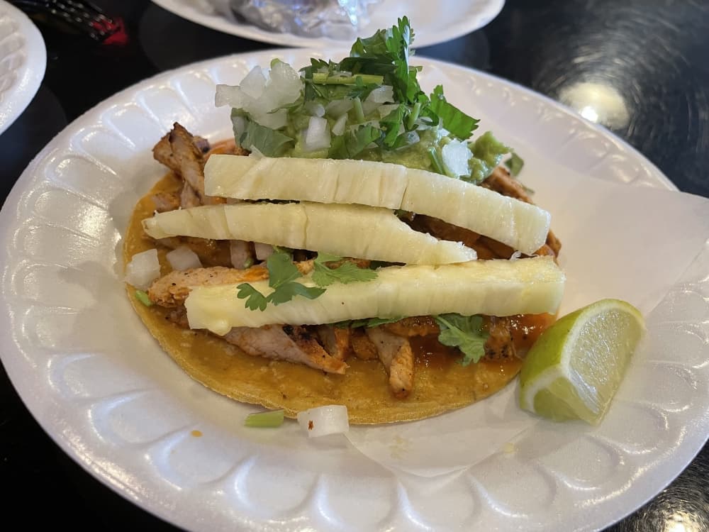 taco on a plate with cheese 
