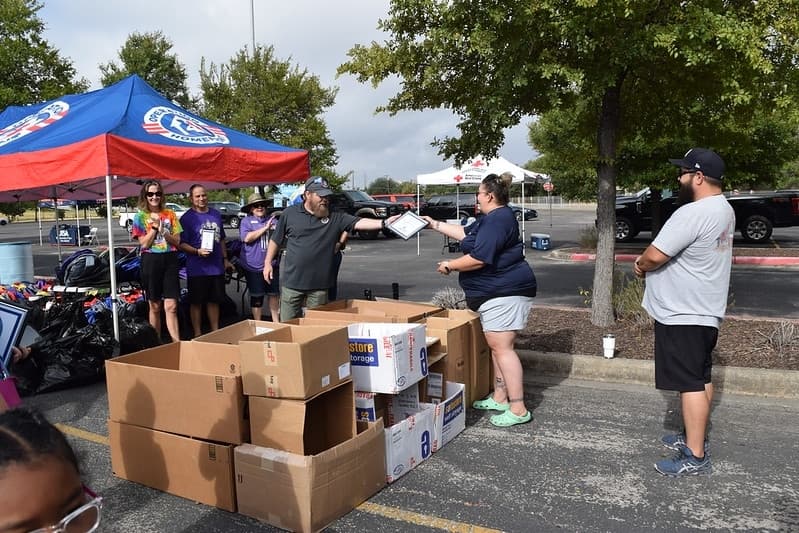 Operation Homefront distributes 350 backpacks to military children at the 2022 Back to School Brigade at The University of Texas at San Antonio. (Courtesy Operation Homefront)