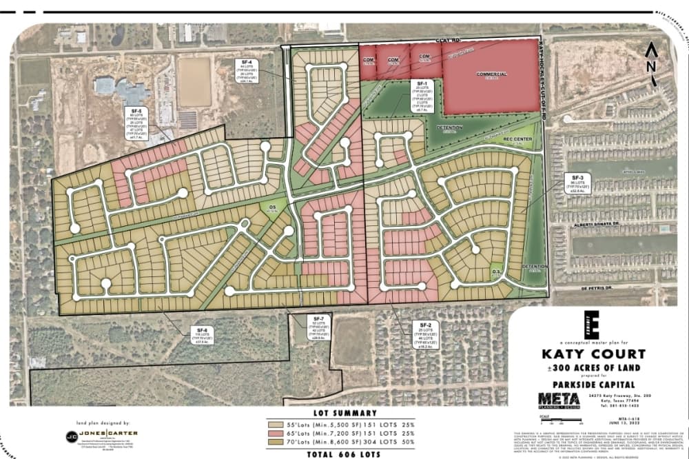 The original proposal would see a total of 606 residential lots within the planned development district. (Courtesy City of Katy)