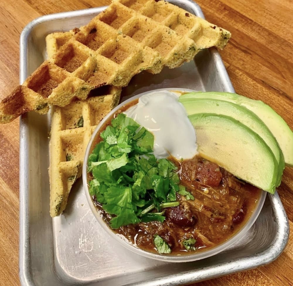 cornbread waffle with 