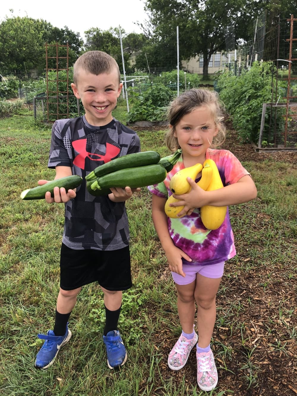 children with vegetables