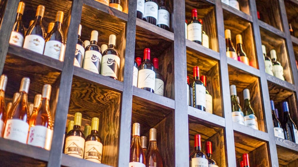 The restaurant’s wine collection includes more than 250 selections from around the world. (Courtesy Sharky’s Waterfront Grill)
