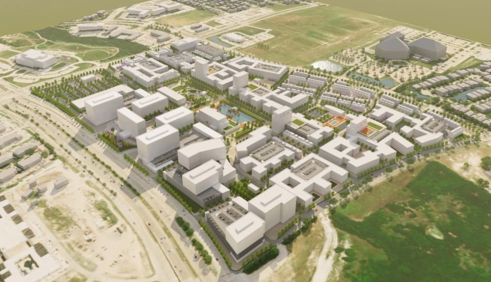 Plans for The Mix include a walkable community centered around an activated green space. (Rendering courtesy The Mix)