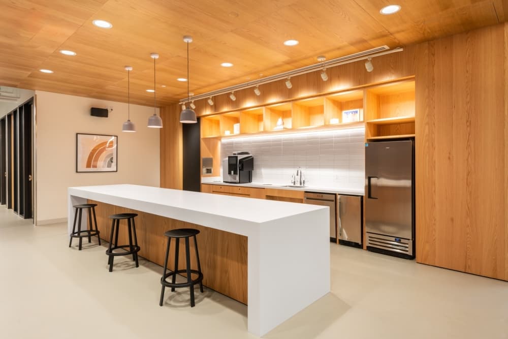 Kitchen counter with stools