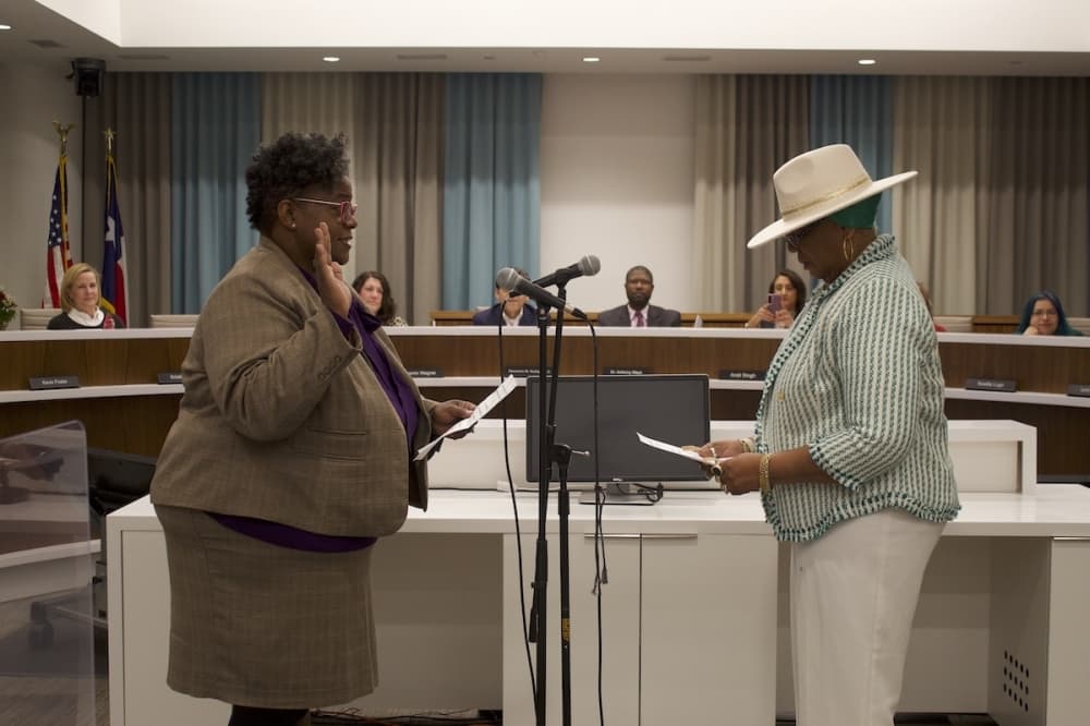 Candace Hunter was inaugurated Dec. 1 to the Austin ISD board of trustees to represent District 1. (Elle Bent/Community Impact)