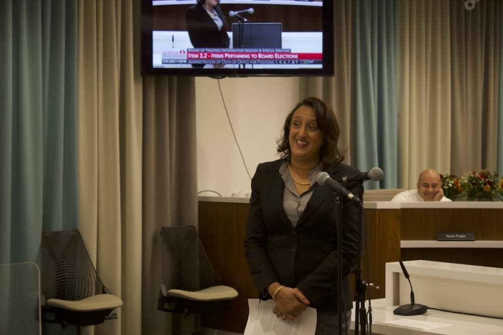 Incumbent Arati Singh was re-sworn as the District 9 trustee at large. (Elle Bent/Community Impact)