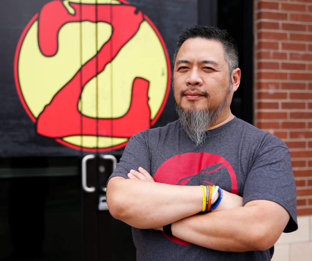 Khanh Nguyen owner of ZaLat Pizza at their new location on Sept. 19, 2019 on W. Hickory Street in Denton, Texas. The restaurant is projected to open mid-October. (Kara Dry/Special Contributor)
