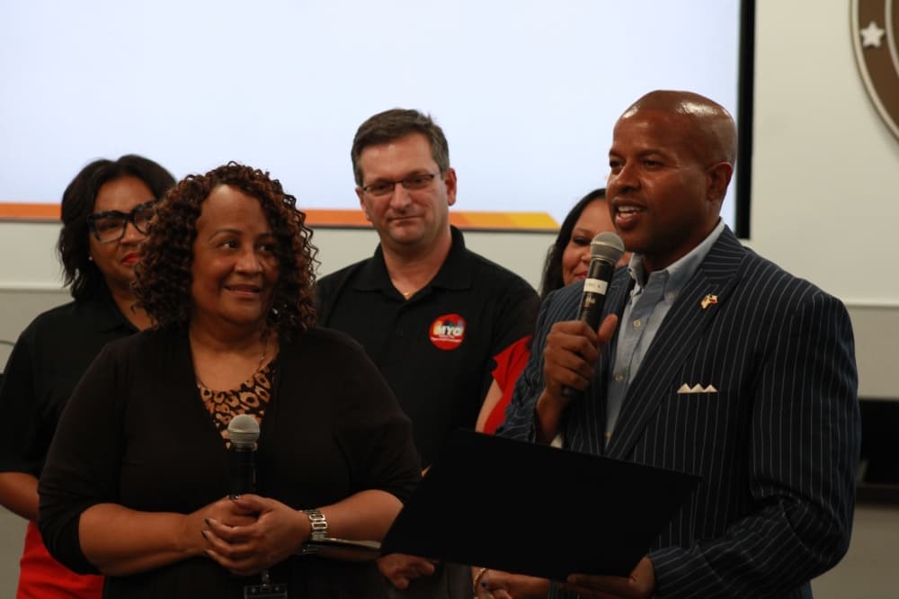 State Rep. Ron Reynolds, D-Missouri City, speaks during a swearing in ceremony for Missouri City's new city manager, Angel Jones. (Jack Dowling/Community Impact)
