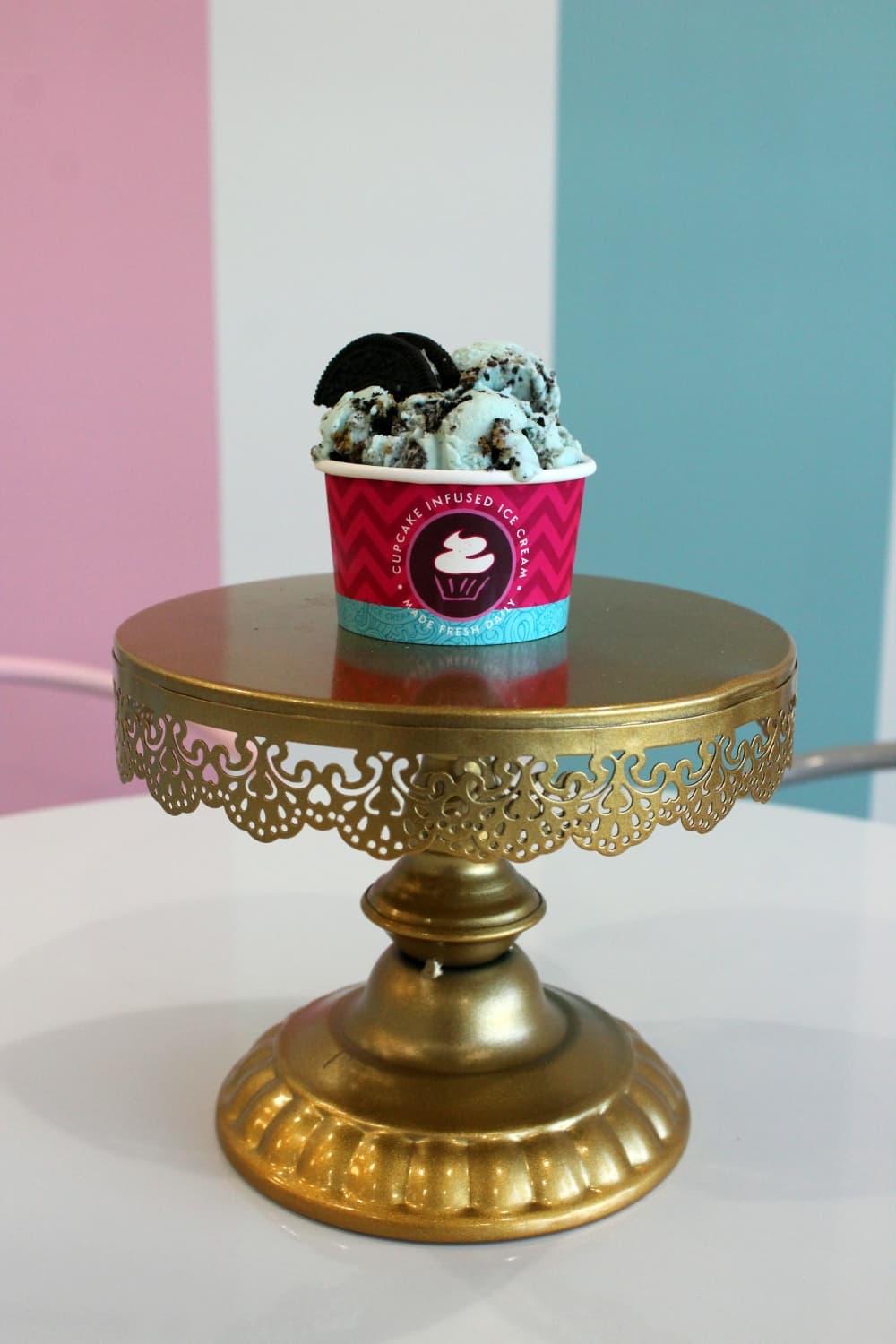 
Blue Cookie Monster is blue vanilla ice cream layered with chocolate cookie crumbles and chocolate chip cookies.