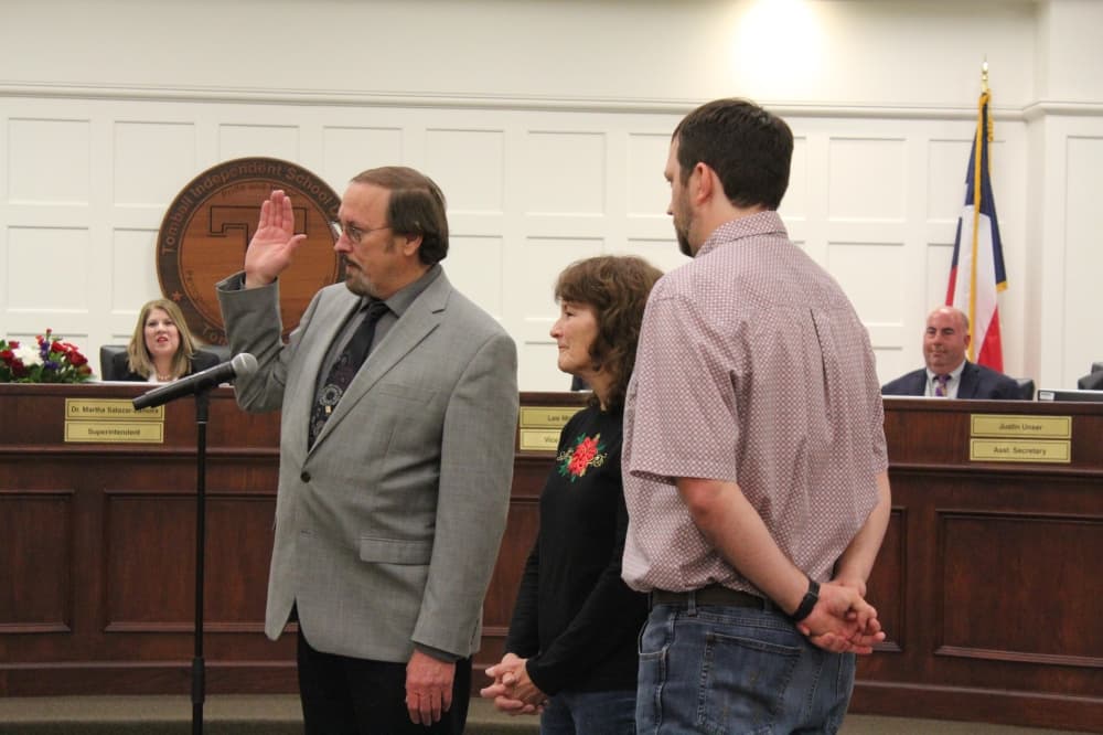 Mark Lewandowski is sworn in.