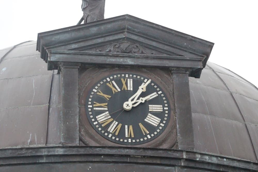 The Williamson County Courthouse has a clock face on each side of the building. (Grant Crawford/Community Impact)