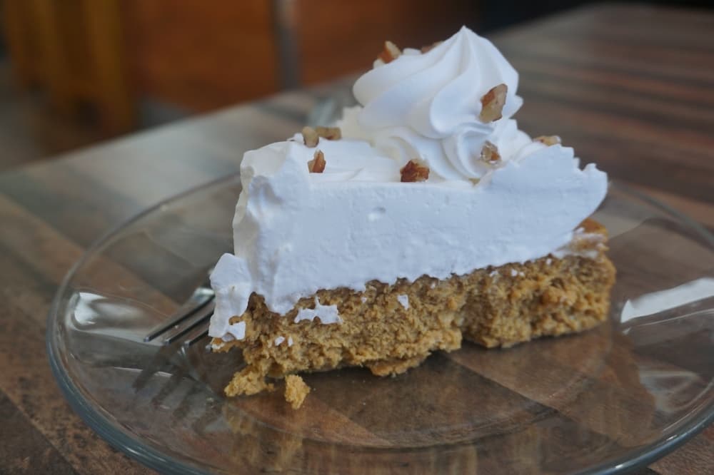 Seasonal pumpkin cheesecake slice $5.95. (Mikah Boyd/Community Impact)