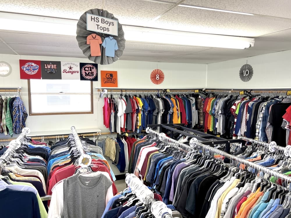 The closet carries items for both girls and boys in a variety of sizes. (Zacharia Washington/Community Impact)