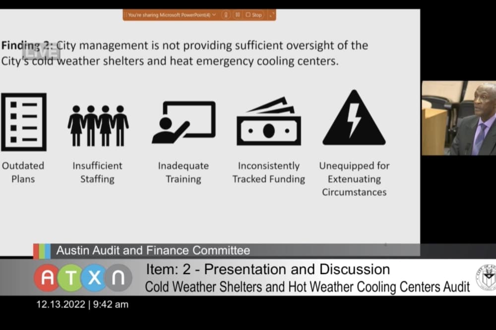 Audit finds flaws in Austin's emergency shelter system for freezes, extreme heat