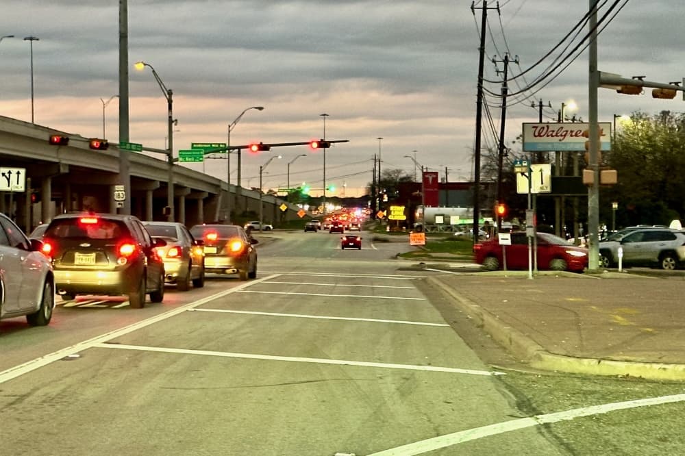 Cars at a traffic light