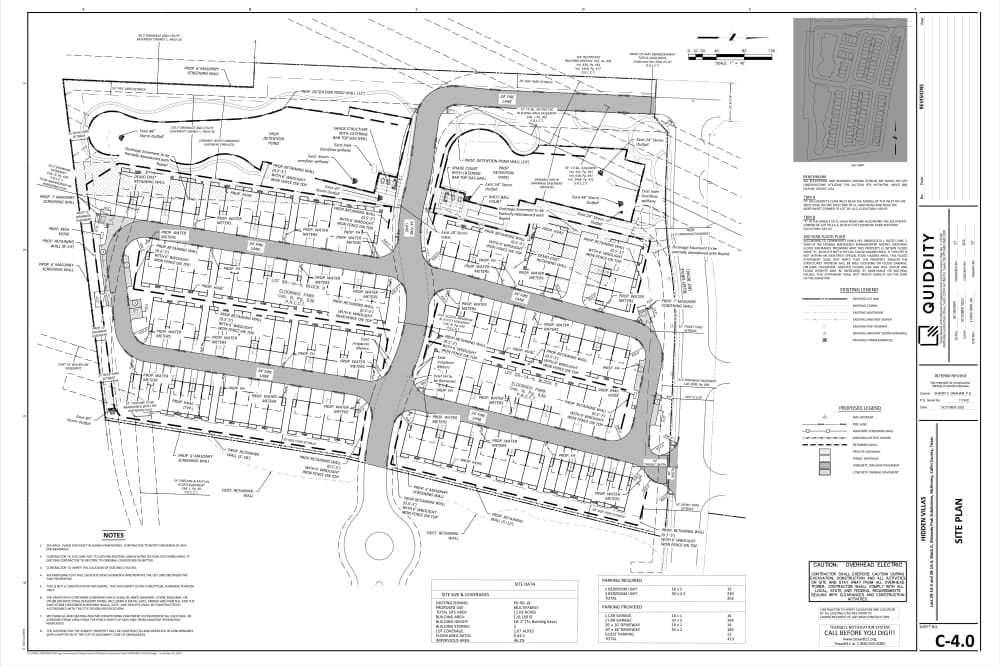 The site plan for the Hidden Villas development includes 108 townhomes with both two and three bedroom units. (Courtesy city of McKinney)