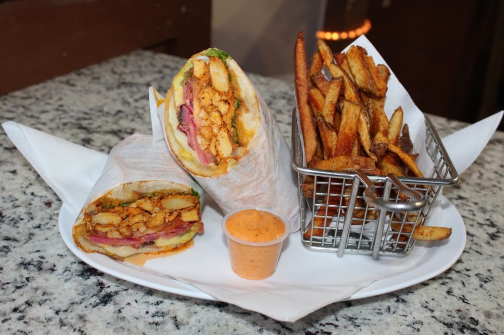 Chicken sandwich with fries