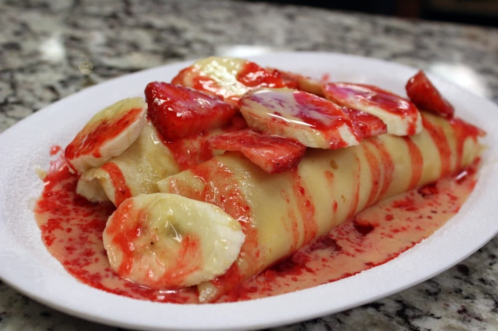 Strawberry and banana crepe