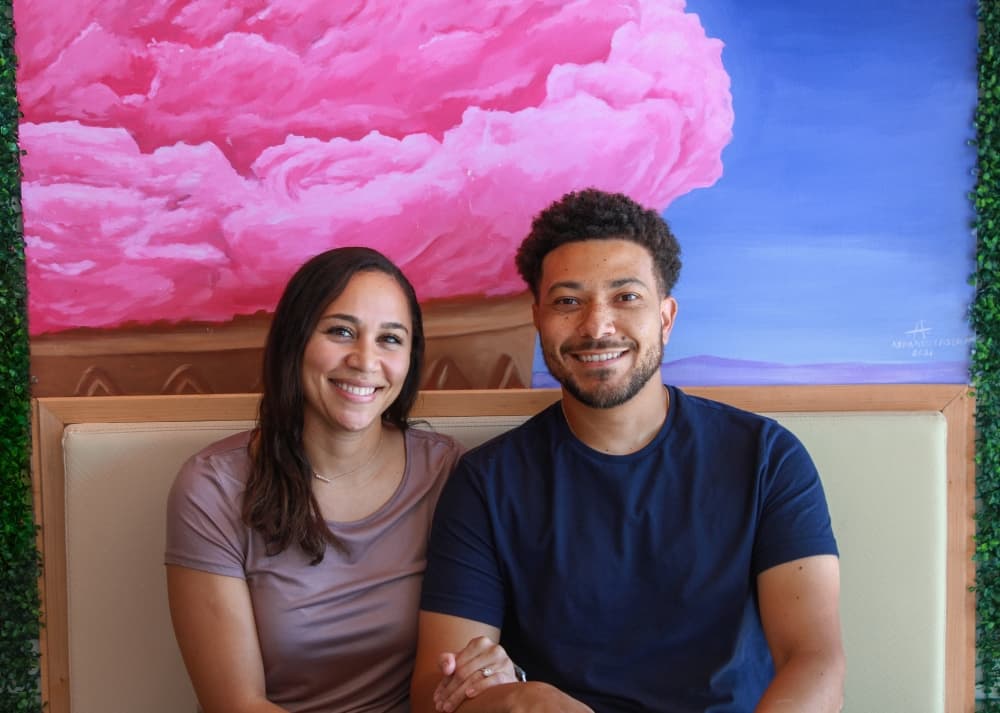 Owners Camille and Julian Haynes at their main location in Webster. (Courtesy Cosmic Ice Cream)