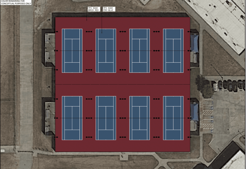This is the proposed layout of the eight tennis courts at McKinney North High School. (Courtesy McKinney ISD)