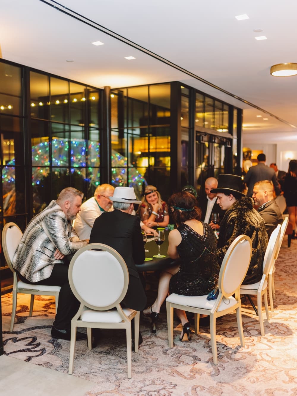 Harvest Hall, a food hall and entertainment venue, hosts a New Year’s Eve celebration that includes karaoke, entertainment by DJ Mike B, a Buzzybooth, and access to seven chef-inspired kitchens and the La Marca Prosecco Cart. (Courtesy Harvest Hall)