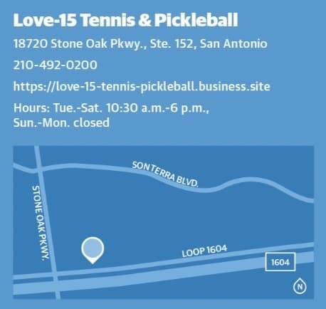 Love-15 Tennis and Pickleball is located in a retail center at the northeast corner of Stone Oak Parkway and Loop 1604. (Community Impact)