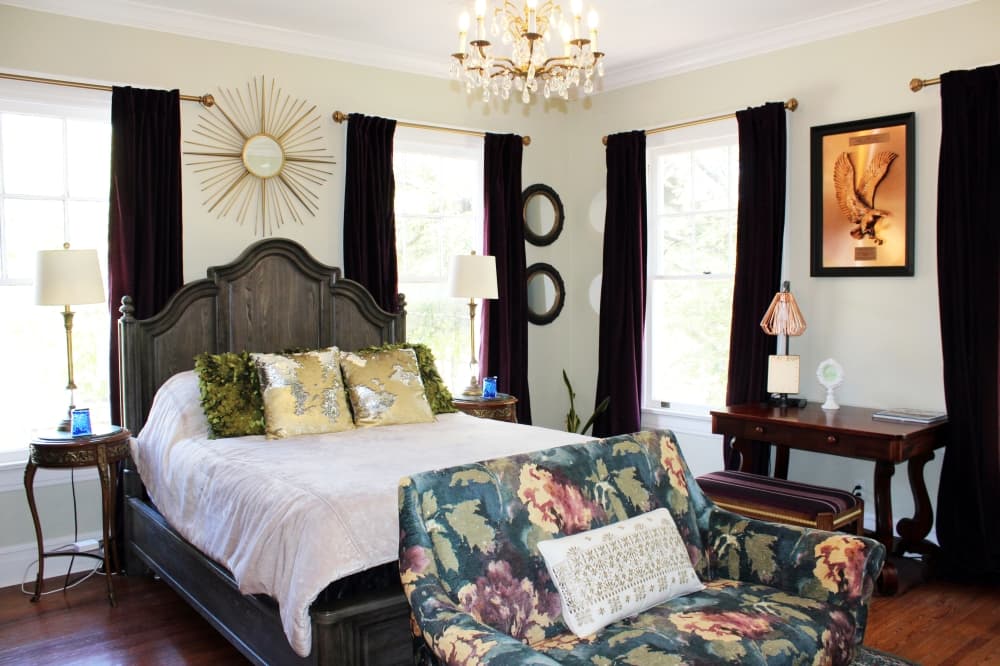 bedroom suite with floral print loveseat