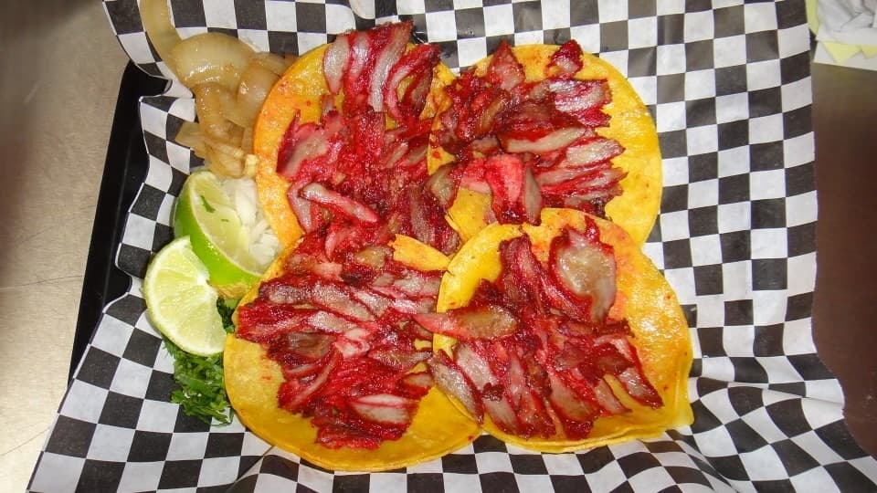 One of the restaurant’s specialties isthe trompo, which is marinated porkmade on a roaster. It is a style thatcomes from Monterrey, Mexico. Themeat is spit-roasted and hand-carved at the time of the order. (Courtesy Tacos El Gordo)