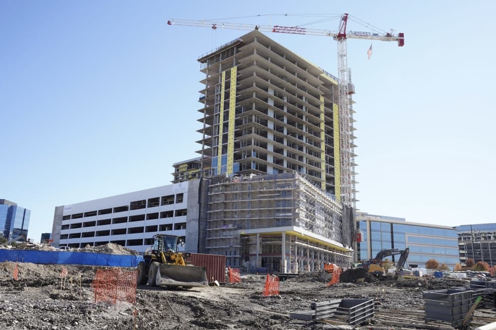 structure shot of office towers under construction