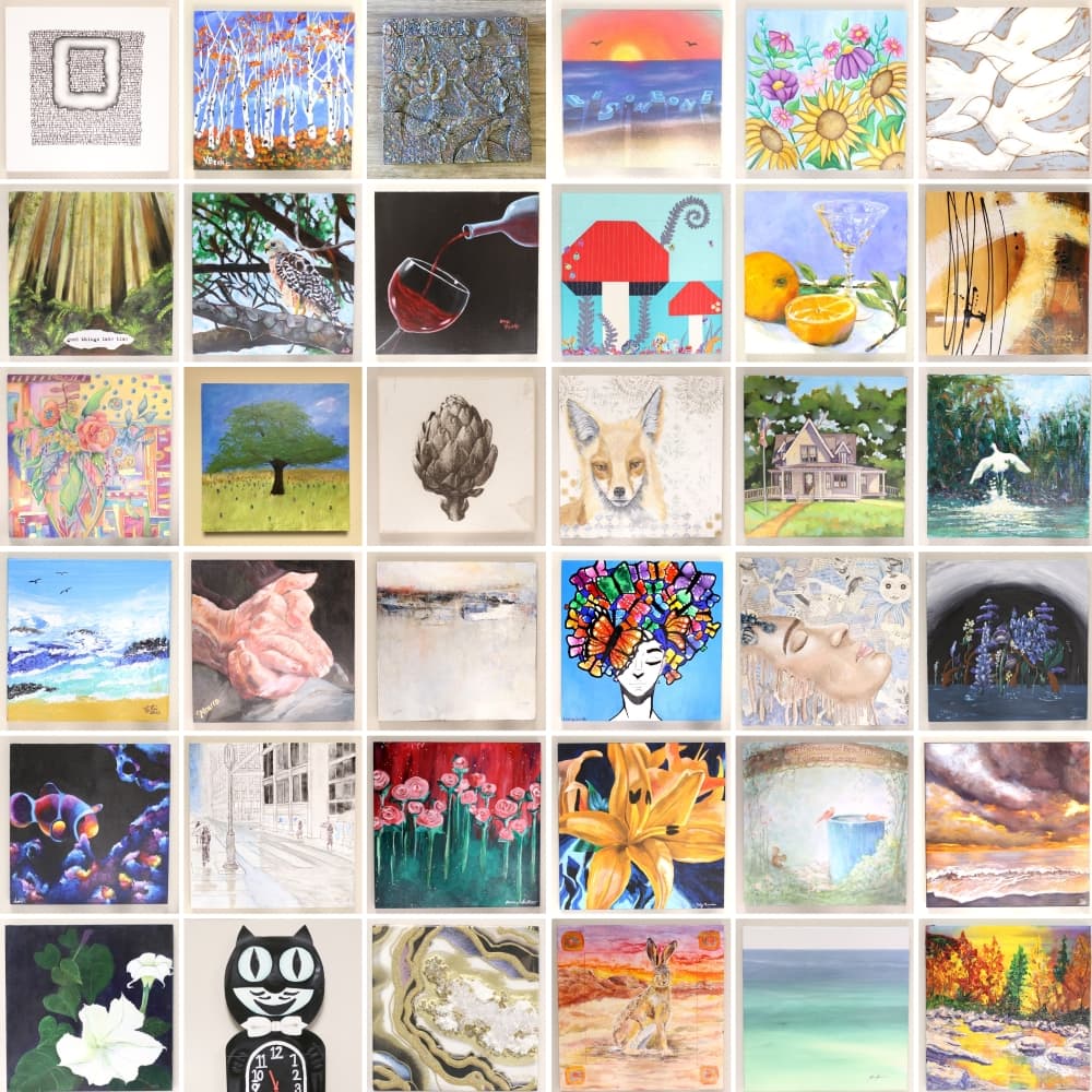 A collage of paintings 
