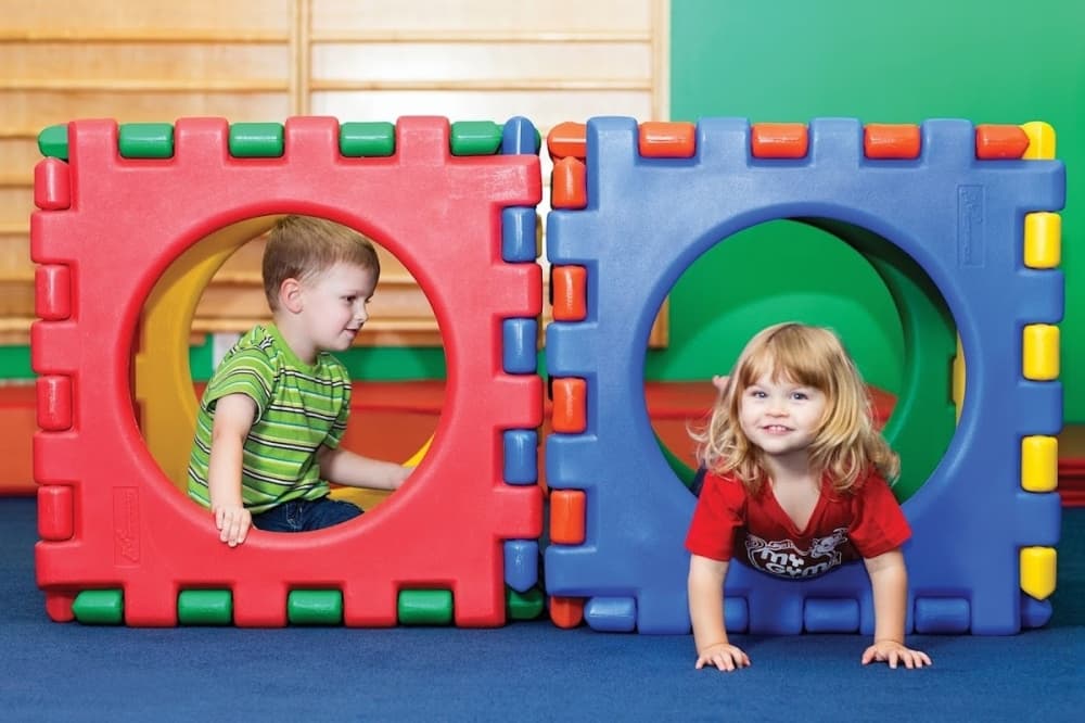 Kids playing in cubes