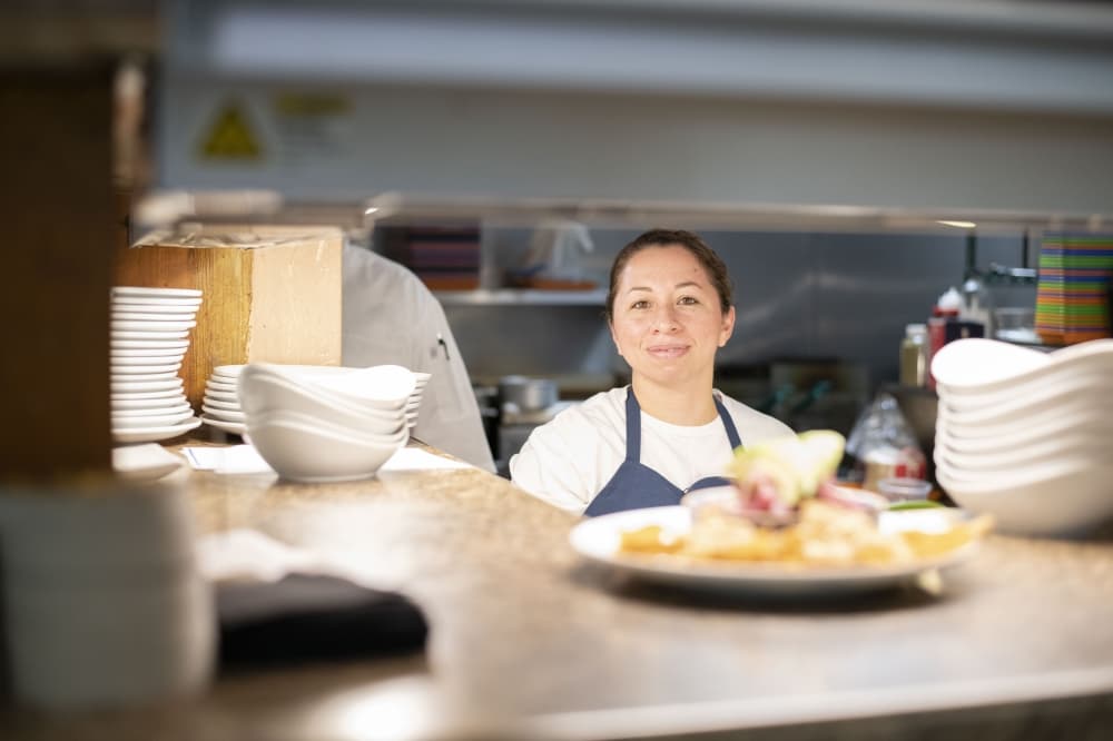Leslie Mejia works along Eric Nelson as his pastry and sous-chef. 