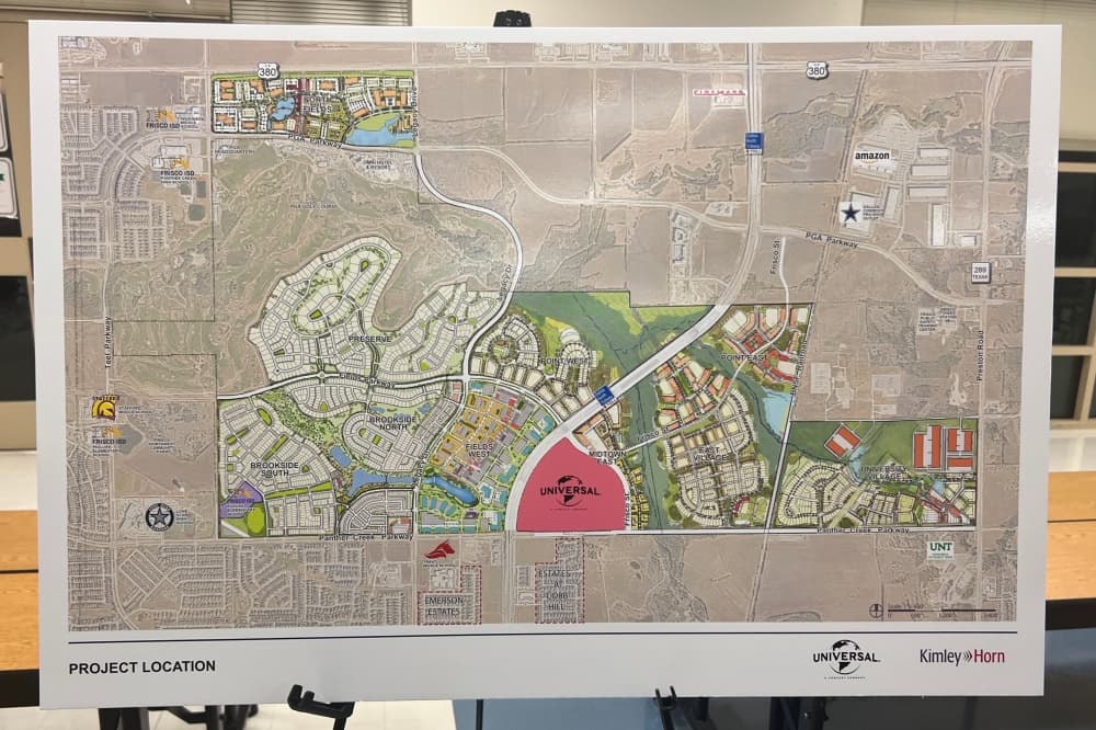 Map of the Fields development with the proposed Universal theme park highlighted.