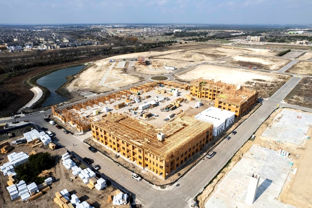 drone shot of northline development in leander texas