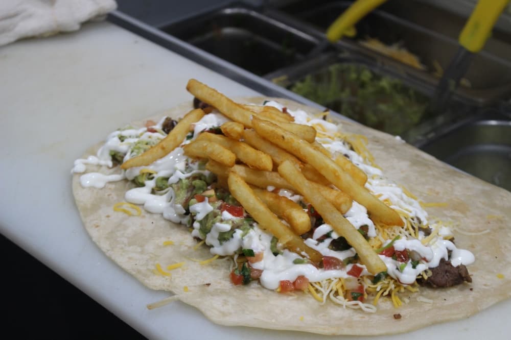 The specialty is the California burrito, which includes a seemingly uncommon ingredient in place of the traditional rice and beans one would expect—french fries. (Jessica Shorten/Community Impact)